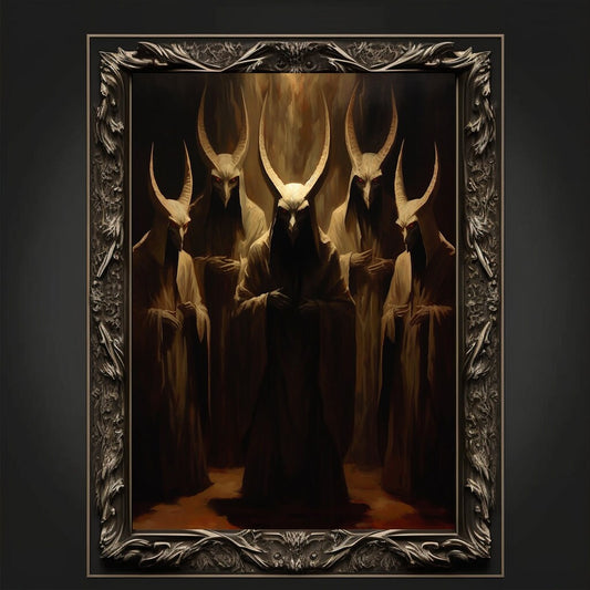 Baphomet Cult Oil Painting Artwork. Gothic Prints. Devil Poster. Demonic Art. Spooky Gifts. Gothic Home Decor. Gothic Art. Witchy Gifts.