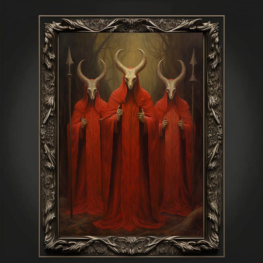 Baphomet Cult Oil Painting Artwork. Gothic Prints. Devil Poster. Demonic Art. Spooky Gifts. Gothic Home Decor. Gothic Art. Witchy Gifts.