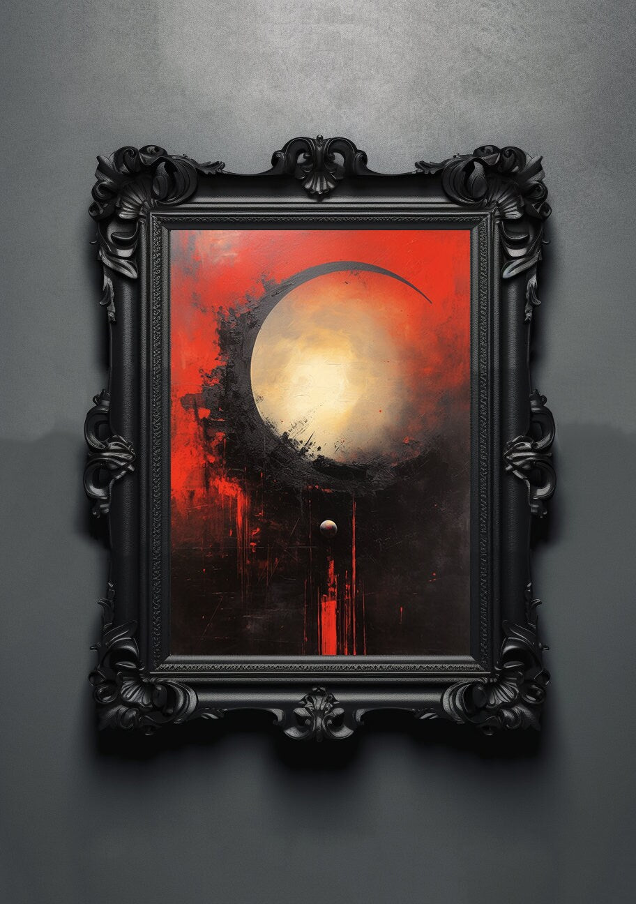 Demon Planet. Gothic Prints. Oil Painting. Skull Poster. Demonic Palace. Spooky Gifts. Gothic Home Decor. Gothic Art. Witchy Gifts. Space.