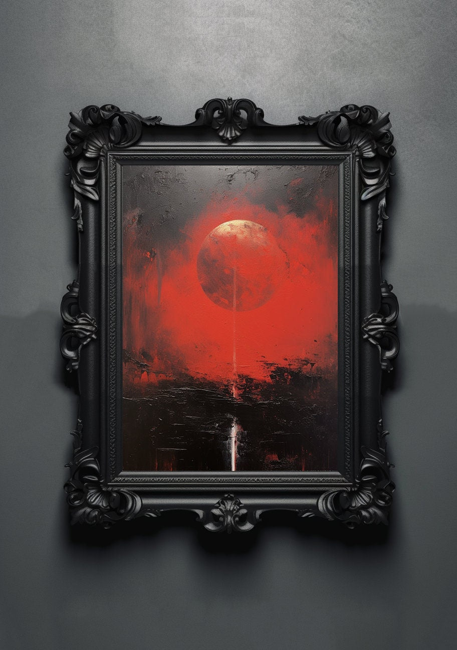 Demon Planet. Gothic Prints. Oil Painting. Skull Poster. Demonic Palace. Spooky Gifts. Gothic Home Decor. Gothic Art. Witchy Gifts. Space.