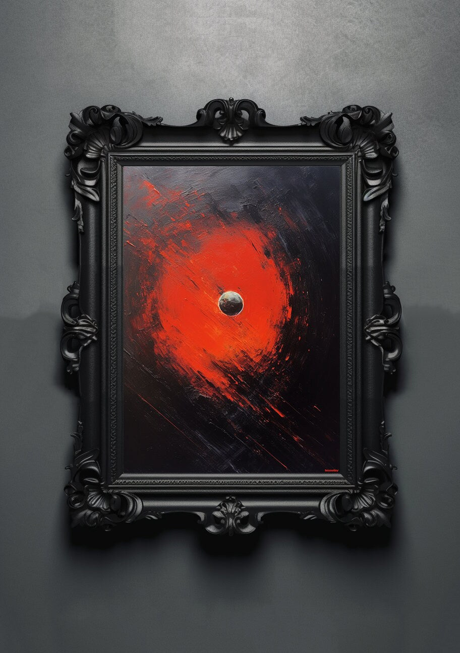 Demon Planet. Gothic Prints. Oil Painting. Skull Poster. Demonic Palace. Spooky Gifts. Gothic Home Decor. Gothic Art. Witchy Gifts. Space.